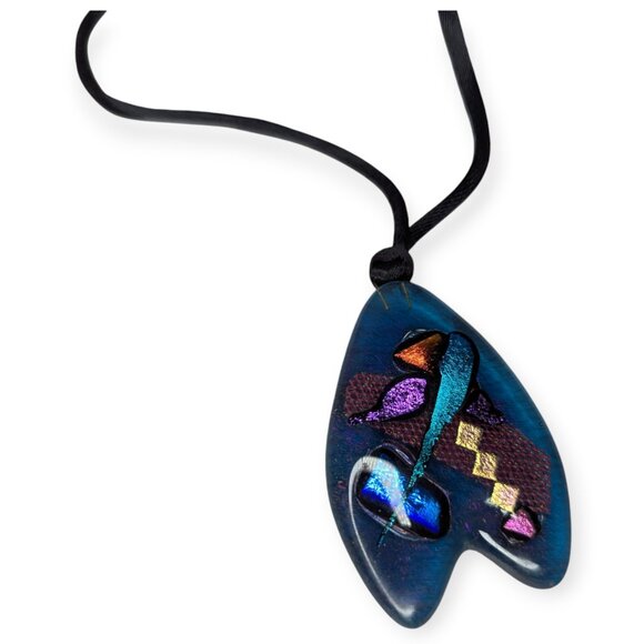 Vibrant Art Glass Pendant Necklaces & Brooch/Pin w/Fabric Box - Picture 4 of 16